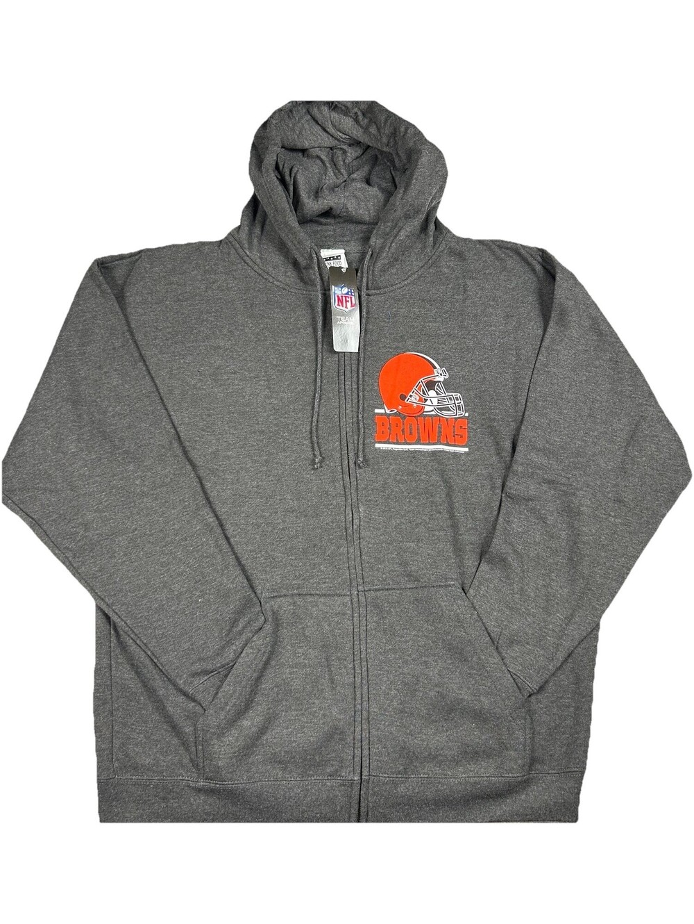 NFL Team Apparel Men 2XL Dark Gray Pullover Hoodie Full Zip Cleveland Brown New